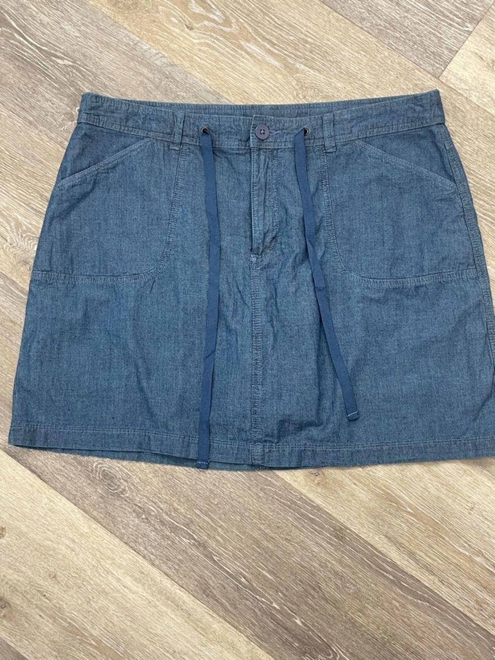 White Stag Blue Jean Skort Pockets Front & Back Draw String Waist Size 16